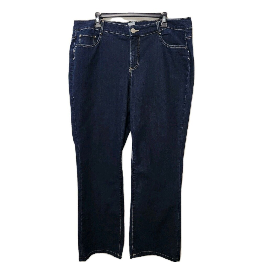 Just My Size Women Jean 22W Blue Denim Boot Leg Stretch Dark Wash Cotton Blend